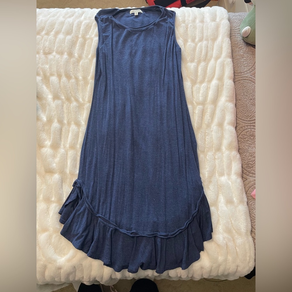 Max Studio Blue Fit and Flare Midi Dress